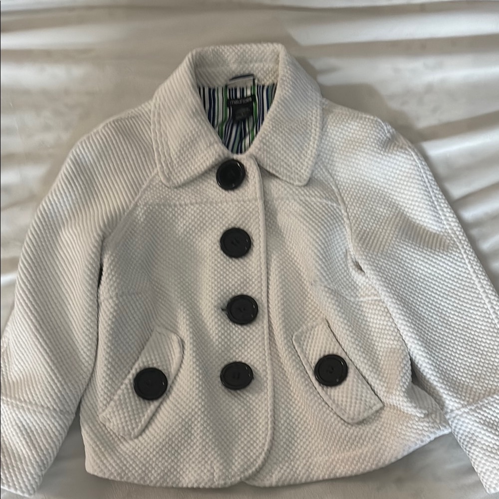 White Kids Jacket with Black Buttons